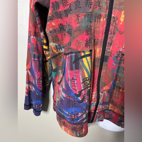 Chico’s Multicolor Oriental Artsy Graphics Cotton Zip Hoodie Women’s M - Picture 4 of 12